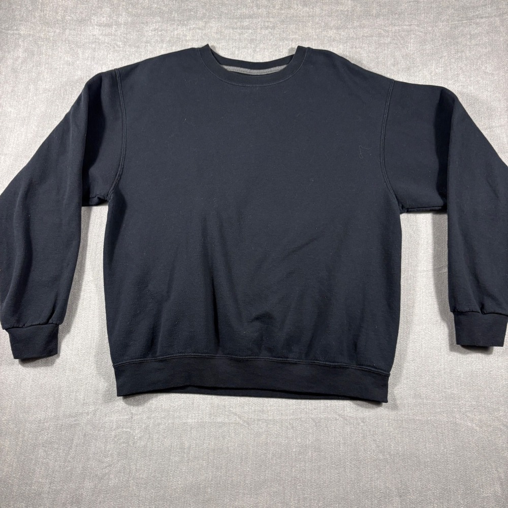 Fruit of the Loom Mens Large Black Crewneck Sweatshirt Fleece Pullover Solid L